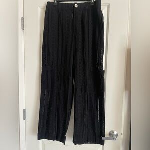 Damson Madder Anthropologie Chic Black Lace Wide Leg Pants